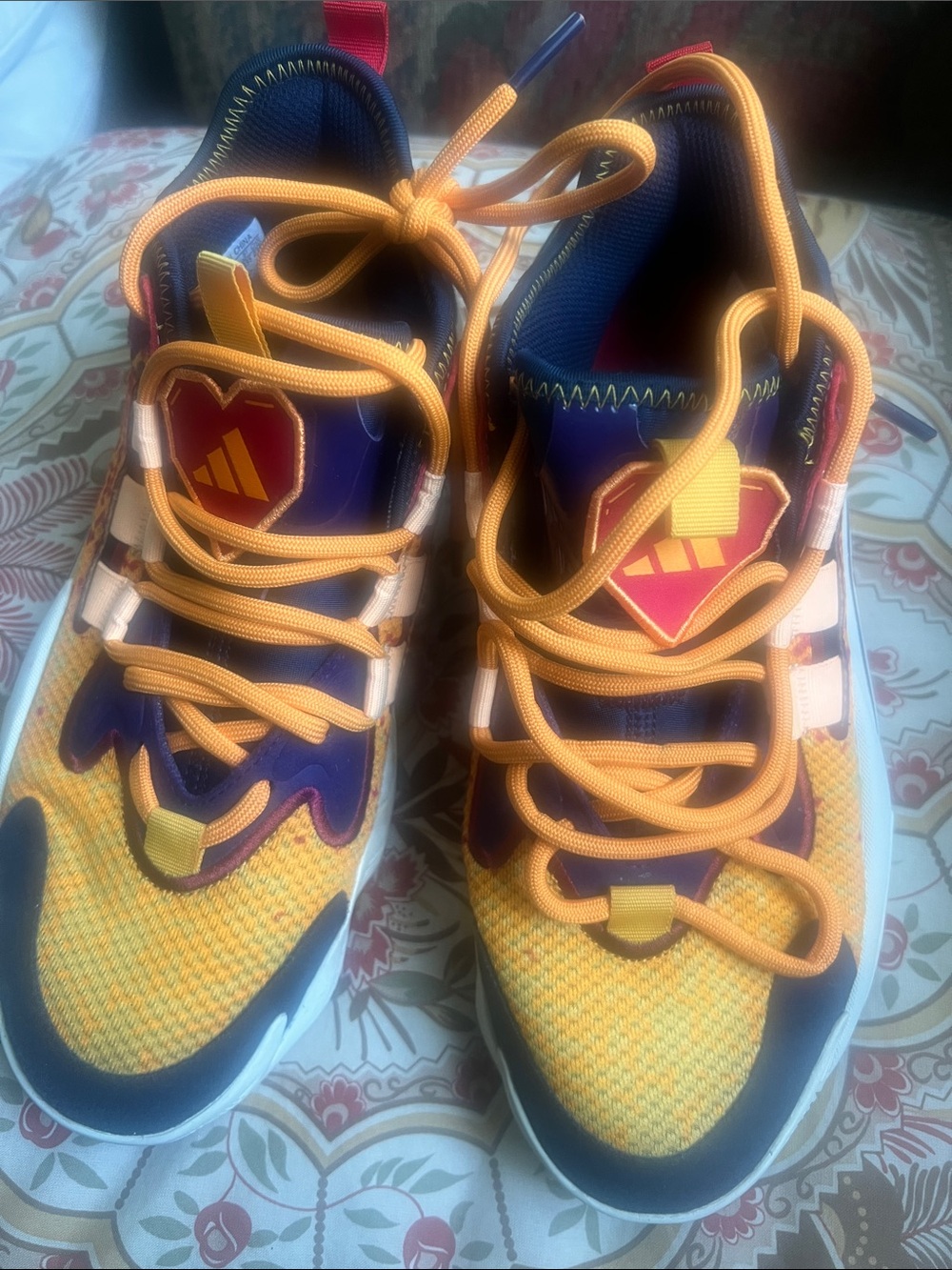 adidas Kids Yellow & Navy Athletic Sneakers